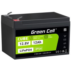   Green Cell CUBE LiFePO4 12Ah 12.8V 153.6Wh Lítium-vasfoszfát akkumulátor kerekesszékhez, játékhoz, robogóhoz LFPGC12V12AH