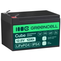  Green Cell CUBE LiFePO4 12Ah 12.8V 153.6Wh Lítium-vasfoszfát akkumulátor kerekesszékhez, játékhoz, robogóhoz LFPGC12V12AH