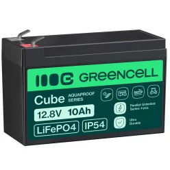   Green Cell CUBE LiFePO4 akkumulátor/akku 10Ah 12.8V 128Wh, áramellátáshoz és vészvilágításhoz, vezérlőpanelekhez LFPGC12V10AH