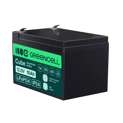 Green Cell CUBE LiFePO4 battery 10Ah 12.8V 128Wh, for power supply and emergency lighting, control panels LFPGC12V10AH