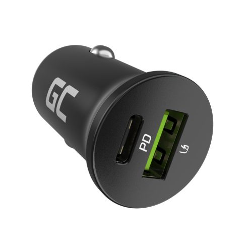 Green Cell Autós töltő 38W GC PowerRide Nano38, USB-C és USB-A porttal, Power Delivery és Ultra Charge gyorstöltéssel CADM-GC-38AC