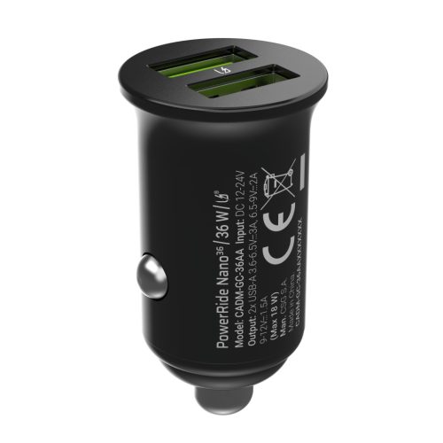 Green Cell Auto-Ladegerät 36W GC PowerRide Nano36, 2x USB-A Ultra Charge Schnellladung CADM-GC-36AA