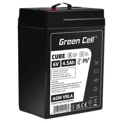   Green Cell CUBE AGM IP54 6V 4Ah VRLA akkumulátor gél mélykisülés elleni védelemmel robogóhoz, fűnyíróhoz, hajóhoz, bárkához, traktorhoz, halászhajóhoz AGM6V4-5AH-J