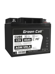   Green Cell CUBE AGM IP54 12V 40Ah VRLA Battery Gel deep cycle scooter mower boat barge mower tractor fishing boat