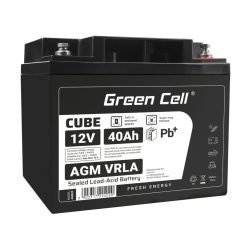   Green Cell CUBE AGM IP54 12V 40Ah VRLA Akku mit Gel-Tiefentladungsschutz für Roller, Rasenmäher, Boote, Barken, Traktoren, Fischerboote AGM12V40AH-J