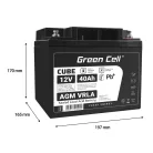 Green Cell CUBE AGM IP54 12V 40Ah VRLA battery with gel deep discharge protection for scooters, lawn mowers, boats, barges, tractors, fishing boats AGM12V40AH-J