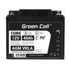 Green Cell CUBE AGM IP54 12V 40Ah VRLA akkumulátor gél mélykisülés elleni védelemmel robogóhoz, fűnyíróhoz, hajóhoz, bárkához, traktorhoz, halászhajóhoz AGM12V40AH-J