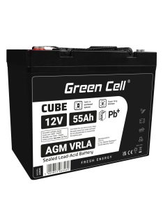   Green Cell CUBE AGM IP54 12V 55Ah VRLA Battery Gel deep cycle scooter mower boat barge mower tractor fishing boat