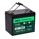 Green Cell CUBE AGM IP54 12V 75Ah VRLA akkumulátor gél mélykisülés elleni védelemmel elektromos kerekesszékhez, fotovoltaikus rendszerekhez, szabadidős akkumulátor, lakóautóhoz AGM12V75AH-J