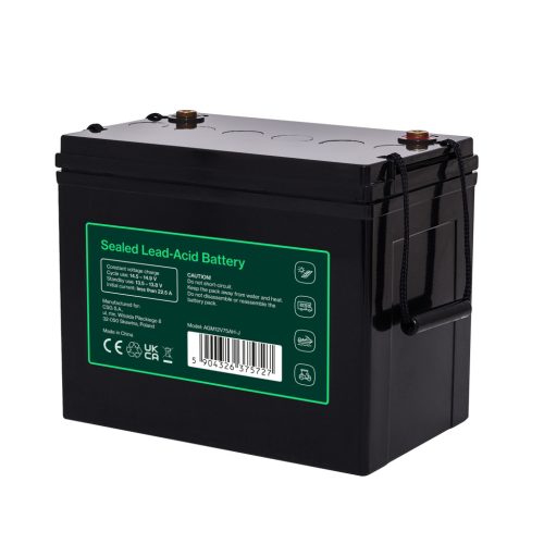 Green Cell CUBE AGM IP54 12V 75Ah VRLA akkumulátor gél mélykisülés elleni védelemmel elektromos kerekesszékhez, fotovoltaikus rendszerekhez, szabadidős akkumulátor, lakóautóhoz AGM12V75AH-J