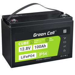   Green Cell CUBE LiFePO4 100Ah 12.8V 1280Wh lítium-vas-foszfát akkumulátor fotovoltaikus rendszerekhez, lakókocsikhoz, hajókhoz LFPGC12V100AH