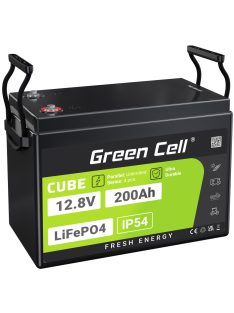   Green Cell CUBE LiFePO4 200Ah 12.8V 2560Wh lítium-vas-foszfát akkumulátor lakóautókhoz, napelemes rendszerekhez, off-grid rendszerekhez, hajókhoz LFPGC12V200AH