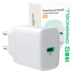   Green Cell PowerSource Solo30 töltő USB-C, fehér, 30W Power Delivery hálózati adapter CHARB-GC-30C-W