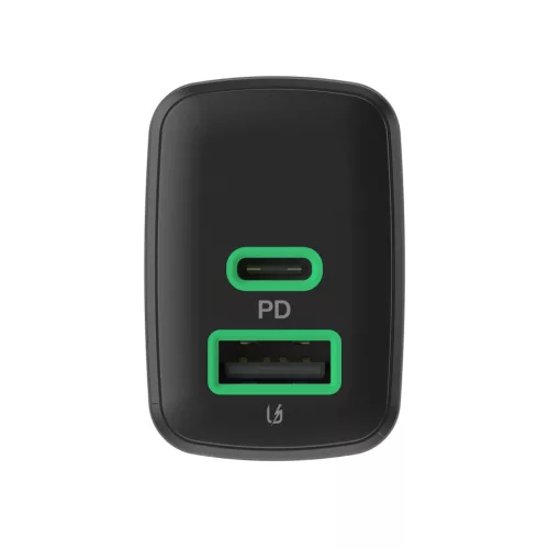 Green Cell PowerSource Duo30 Ladegerät USB/USB-C, schwarz, 30W Power Delivery Netzadapter CHARB-GC-30AC-B