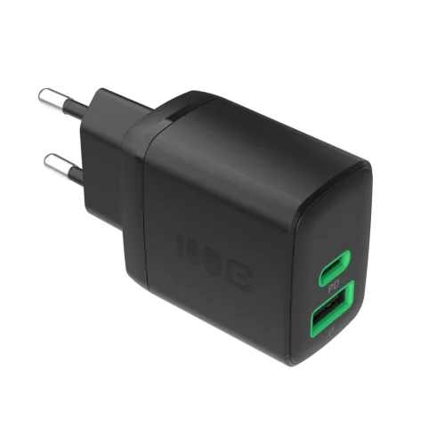 Green Cell PowerSource Duo30 Ladegerät USB/USB-C, schwarz, 30W Power Delivery Netzadapter CHARB-GC-30AC-B