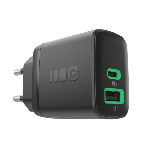 Green Cell PowerSource Duo30 Ladegerät USB/USB-C, schwarz, 30W Power Delivery Netzadapter CHARB-GC-30AC-B