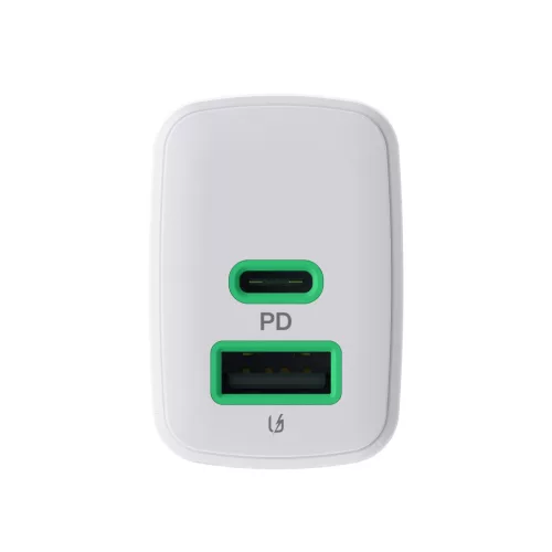 Green Cell PowerSource Duo30 Ladegerät USB/USB-C; weiß; 30W Power Delivery Netzadapter CHARB-GC-30AC-W