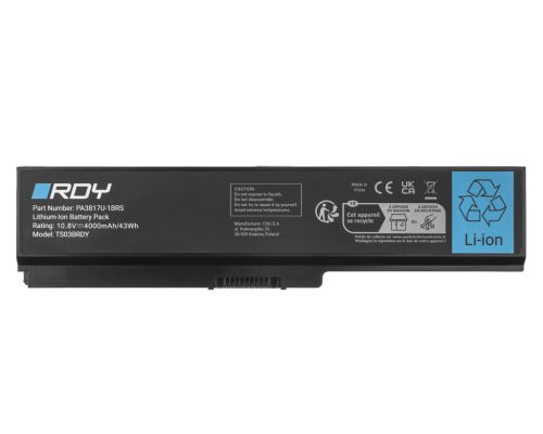 RDY Laptop battery PA3817U-1BRS, PA3818U-1BAS Toshiba Satellite C650, C650D, C660, C660D, C665, L750, L750D, L755D, L770, L775 models TS03BRDY