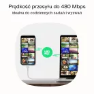 USB-C kábel 1,2m 100W Greencell PowerStream gyors töltés PD hófehér KABGC100PS120SW