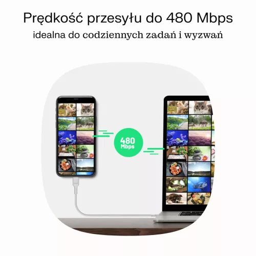 USB-C kábel 1,2m 100W Green Cell PowerStream gyors töltés PD menta zöld KABGC100PS120MG