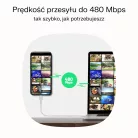 USB-C kábel 2m 100W Green Cell PowerFlex gyors töltés PD párduc fekete KABGC100PF200PB 