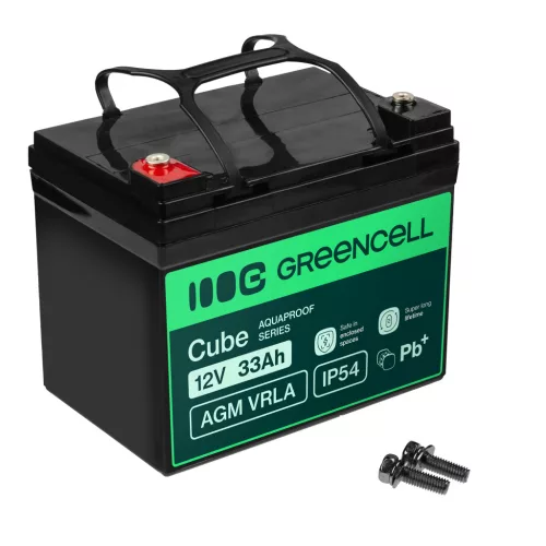 Green Cell AGM VRLA IP54 12V 33Ah wartungsfreier Akku für Rasenmäher, Roller, Boote und Rollstühle AGM12V33AH-J