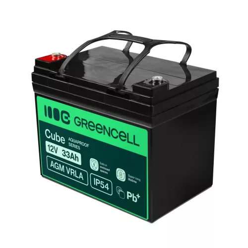 Green Cell AGM VRLA IP54 12V 33Ah wartungsfreier Akku für Rasenmäher, Roller, Boote und Rollstühle AGM12V33AH-J