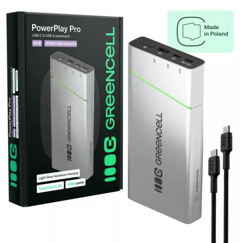 Green Cell PowerPlay Pro 20800mAh 65W powerbank fast charging PD Ultra Charge PBPLGC20P