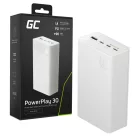 Green Cell PowerPlay 30 - White Powerbank 30000mAh Capacity, 22.5W, 4 Ports PBGC30W