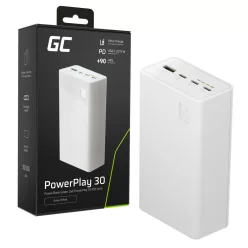   Green Cell PowerPlay 30 - White Powerbank 30000mAh Capacity, 22.5W, 4 Ports PBGC30W