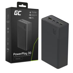   Green Cell PowerPlay 30 schwarze Powerbank 30000mAh 22,5W 4 Ports PBGC30B