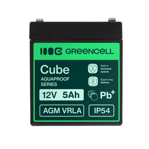 Greencell AGM VRLA 12V 5Ah maintenance-free battery for cash registers, toys, cameras 91x70x102mm AGM12V5AH-J