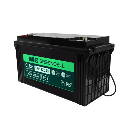 Greencell AGM VRLA 12V 120Ah wartungsfreier Akku für Boote, Photovoltaik, Solarpanels 173x406x233mm AGM12V120AH-J