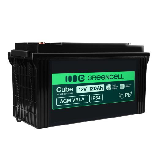 Greencell AGM VRLA 12V 120Ah wartungsfreier Akku für Boote, Photovoltaik, Solarpanels 173x406x233mm AGM12V120AH-J