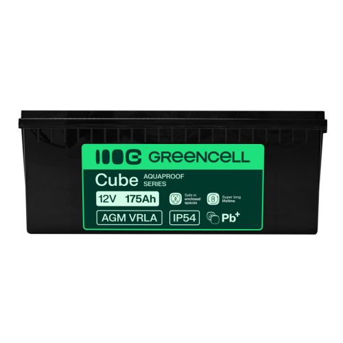 Greencell AGM VRLA 12V 175Ah maintenance-free battery for boats, photovoltaics, solar panels 532x207x220mm AGM12V175AH-H