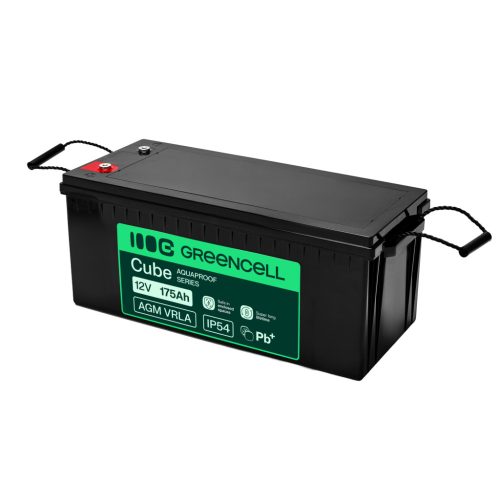 Greencell AGM VRLA 12V 175Ah maintenance-free battery for boats, photovoltaics, solar panels 532x207x220mm AGM12V175AH-H