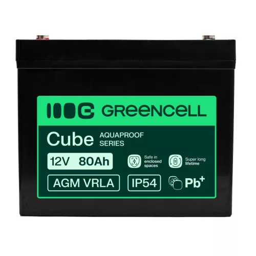 Greencell AGM VRLA 12V 80Ah wartungsfreier Akku für UPS, Waagen, Wohnmobile 260x168x216mm AGM12V80AH-H