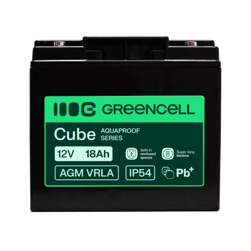 Greencell AGM VRLA 12V 18Ah wartungsfreier Akku für Kassen, Spielzeuge, Kameras 181x77x167mm AGM12V18AH-H