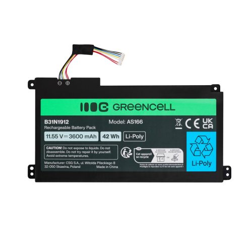Greencell Akku Asus C31N1912 / B31N1912 3HWPP VivoBook 14: E410MA, L410MA, E410KA, E510MA AS166