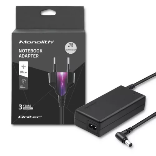 Qoltec hálózati adapter Acer laptophoz, 65 W, 19 V / 3,42 A, 5,5 × 2,5 mm