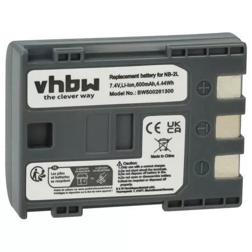 Videokamera Akku für Canon NB-2LH, NB-2L - 600 mAh 7,2 V Li-Ion