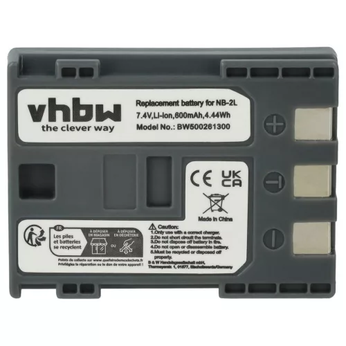 Videokamera Akku für Canon NB-2LH, NB-2L - 600 mAh 7,2 V Li-Ion