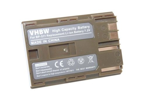 VHBW Canon BP-508, BP-535, BP-511A, BP-511, BP-522, BP-512, BP-514 Akku - 1300 mAh, 7,2 V, Li-Ion