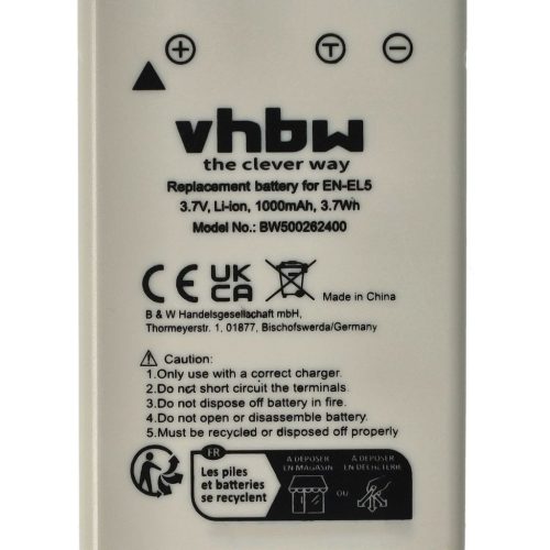 VHBW Nikon EN-EL5 Battery - 1000 mAh, 3.6 V, Li-Ion