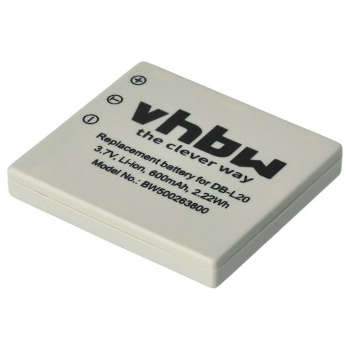 VHBW Sanyo DB-L20A, DB-L20, DB-L20AEX akkumulátor - 550 mAh, 3,6 V, Li-Ion