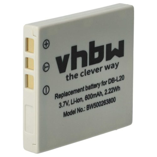 VHBW Sanyo DB-L20A, DB-L20, DB-L20AEX akkumulátor - 550 mAh, 3,6 V, Li-Ion