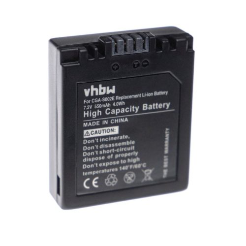 VHBW Panasonic CGA-S002A/1B, CGA-S002E/1B Akku - 550 mAh, 7,2 V, Li-Ion