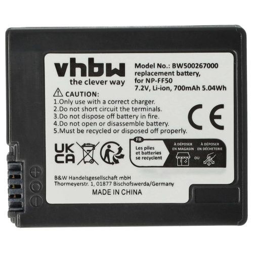 Videokamera Akku Sony NP-FF51, NP-FF50 - 700 mAh 7,2 V Li-Ion