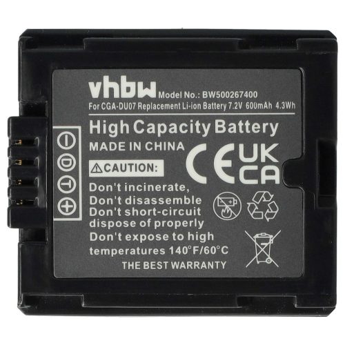 Videokamera akkumulátor Hitachi DZ-BP07s, DZ-BP14s, DZ-BP21s - 600 mAh 7,2 V Li-Ion
