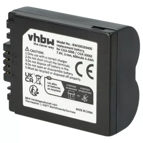VHBW Leica BP-DC5 akkumulátor - 600 mAh, 7,2 V, Li-Ion